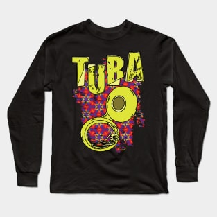 Sketchy Tuba Text and Pattern Long Sleeve T-Shirt